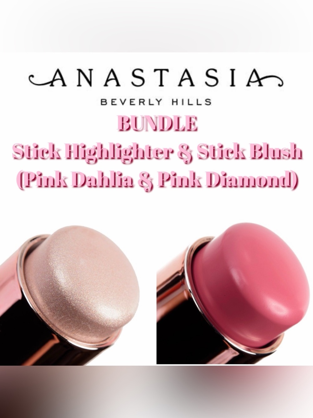 Anastasia Beverly Hills - 2 PC - BUNDLE Stick Highlighter & Stick Blush (Pink)